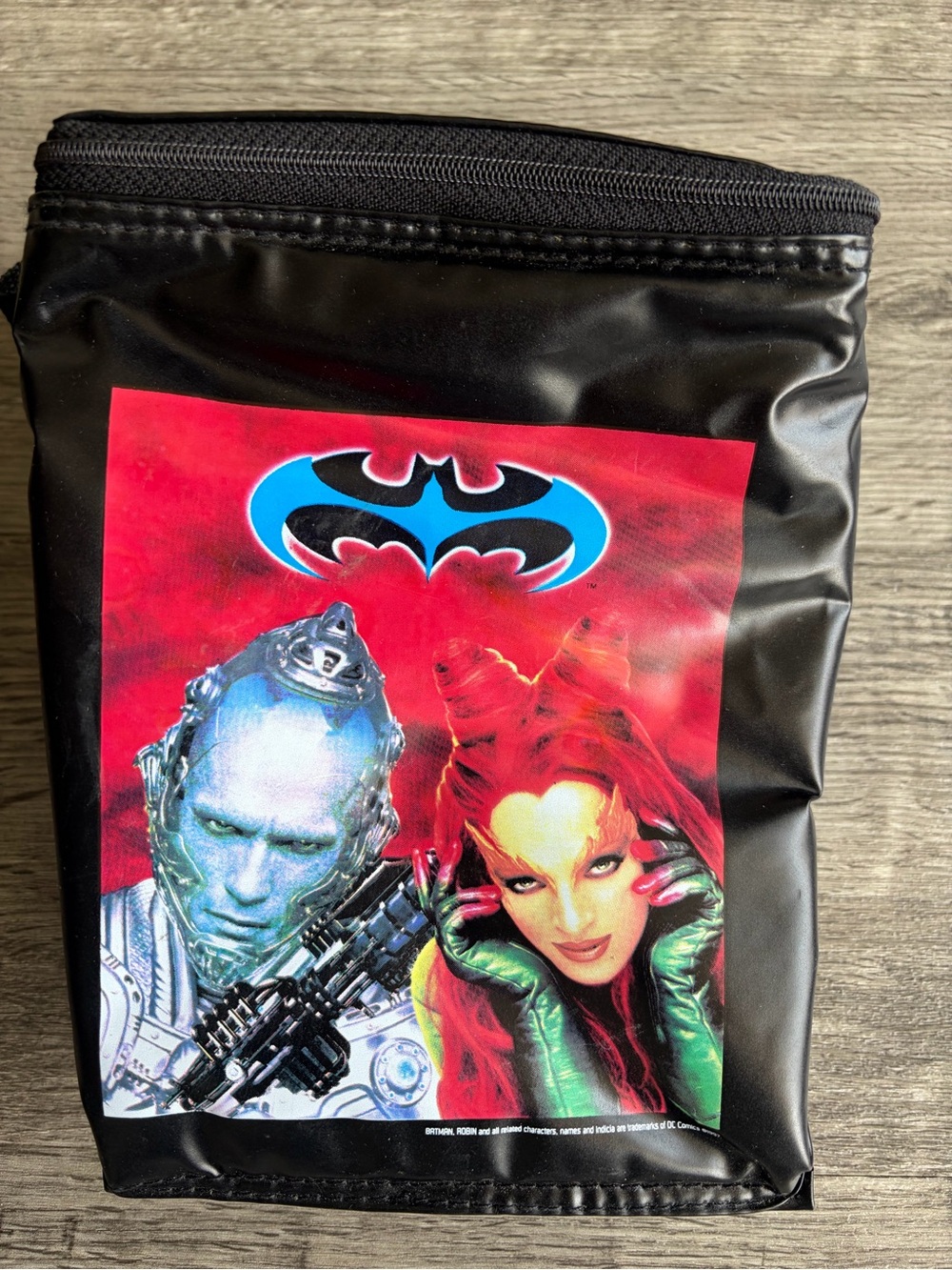 Batman and robin Themed Black Vinyl small lunch Pouch with Character Panel